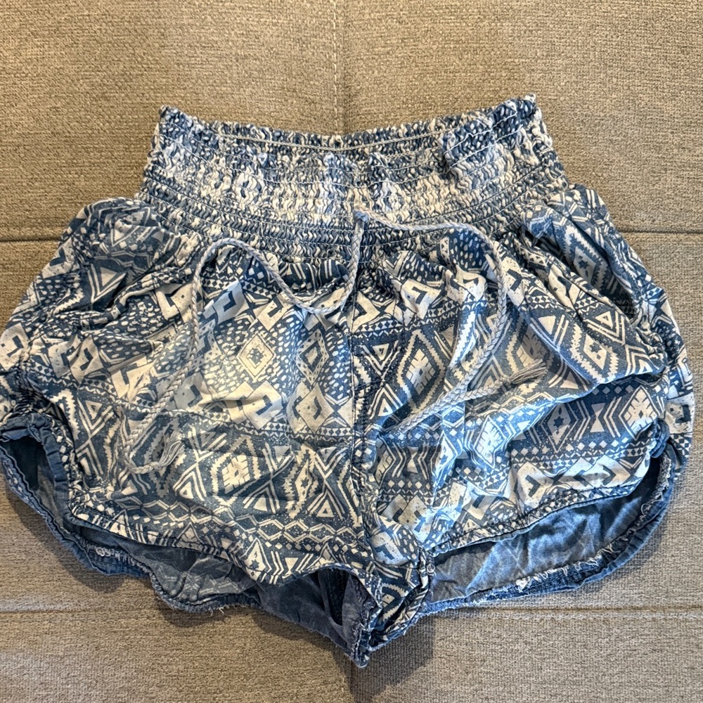 Blue Patterned Women's Shorts